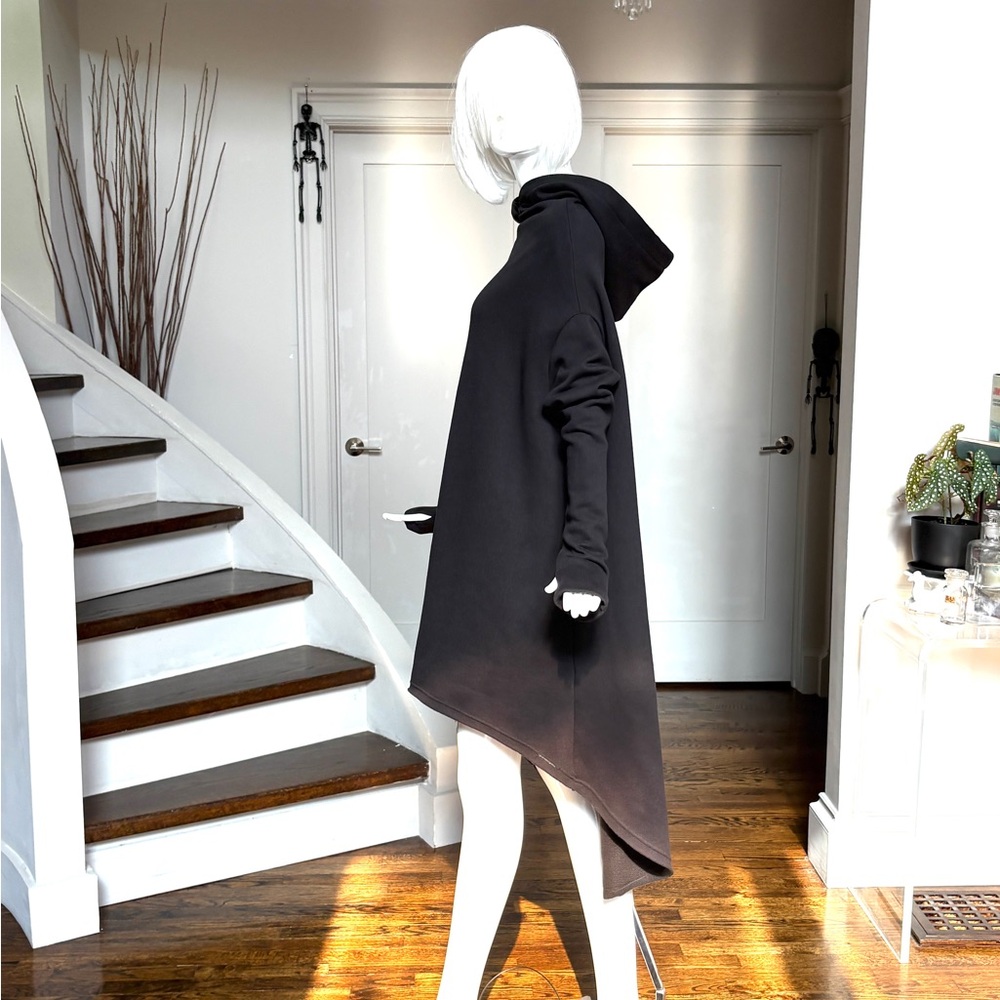 Killstar Black High Low Hoodie Cape Cloak Dress Tunic - Picture 6 of 15